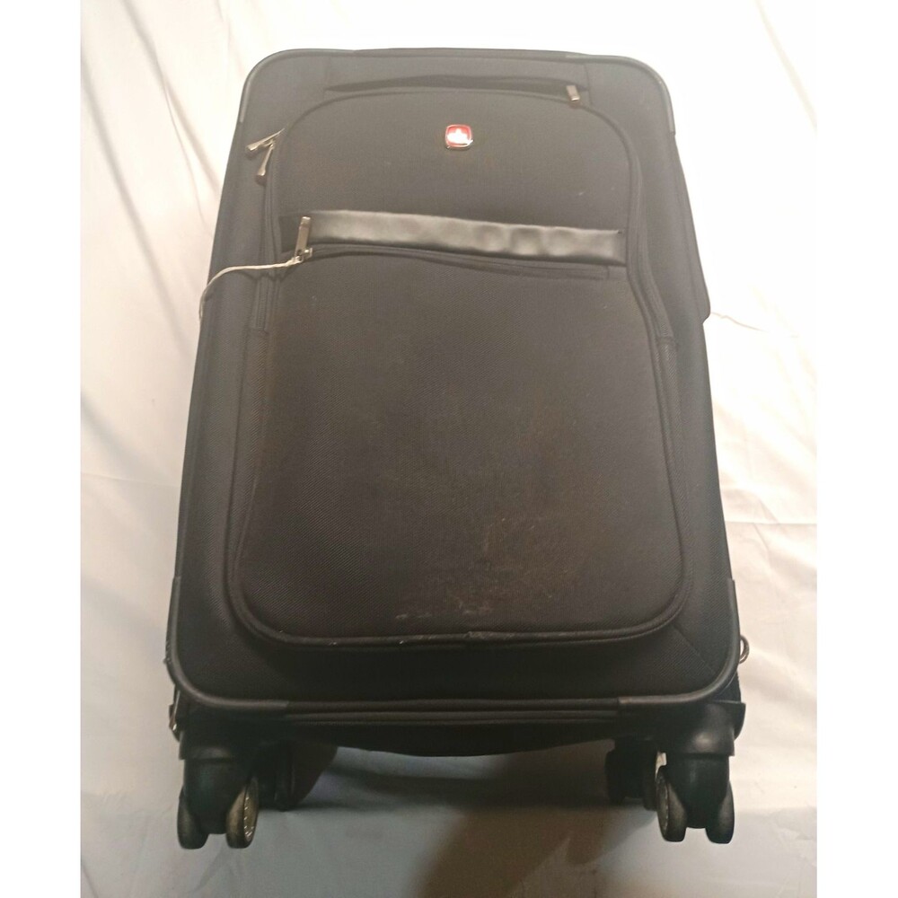 SWISSGEAR Black Expandable Spinner Suitcase 26-28in Polyester Rolling